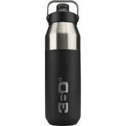 360° degrees Wide Mouth Insulated Drink Bottle with Sipper Cap 1000ml black